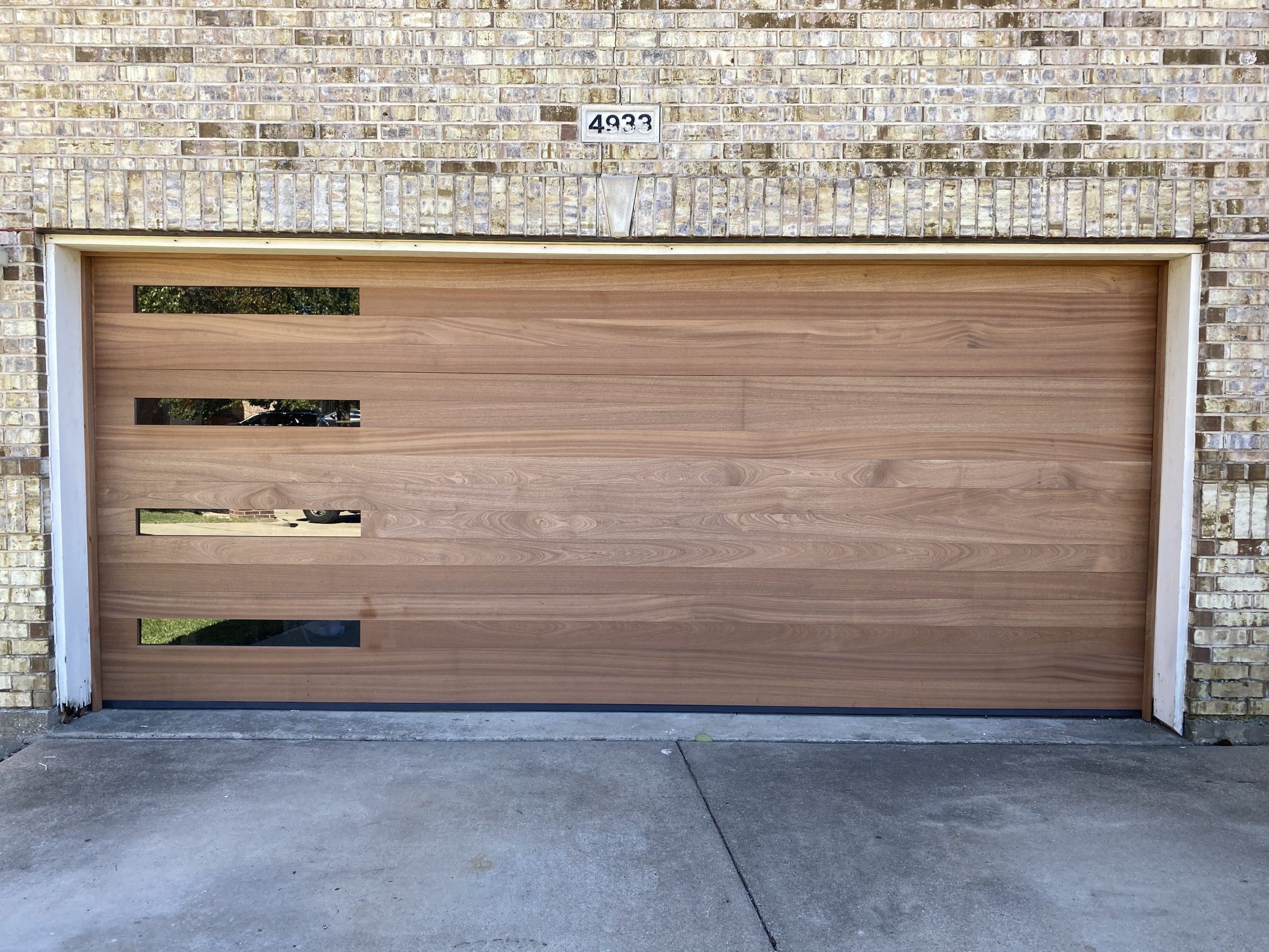 Custom mahogany plank garage door